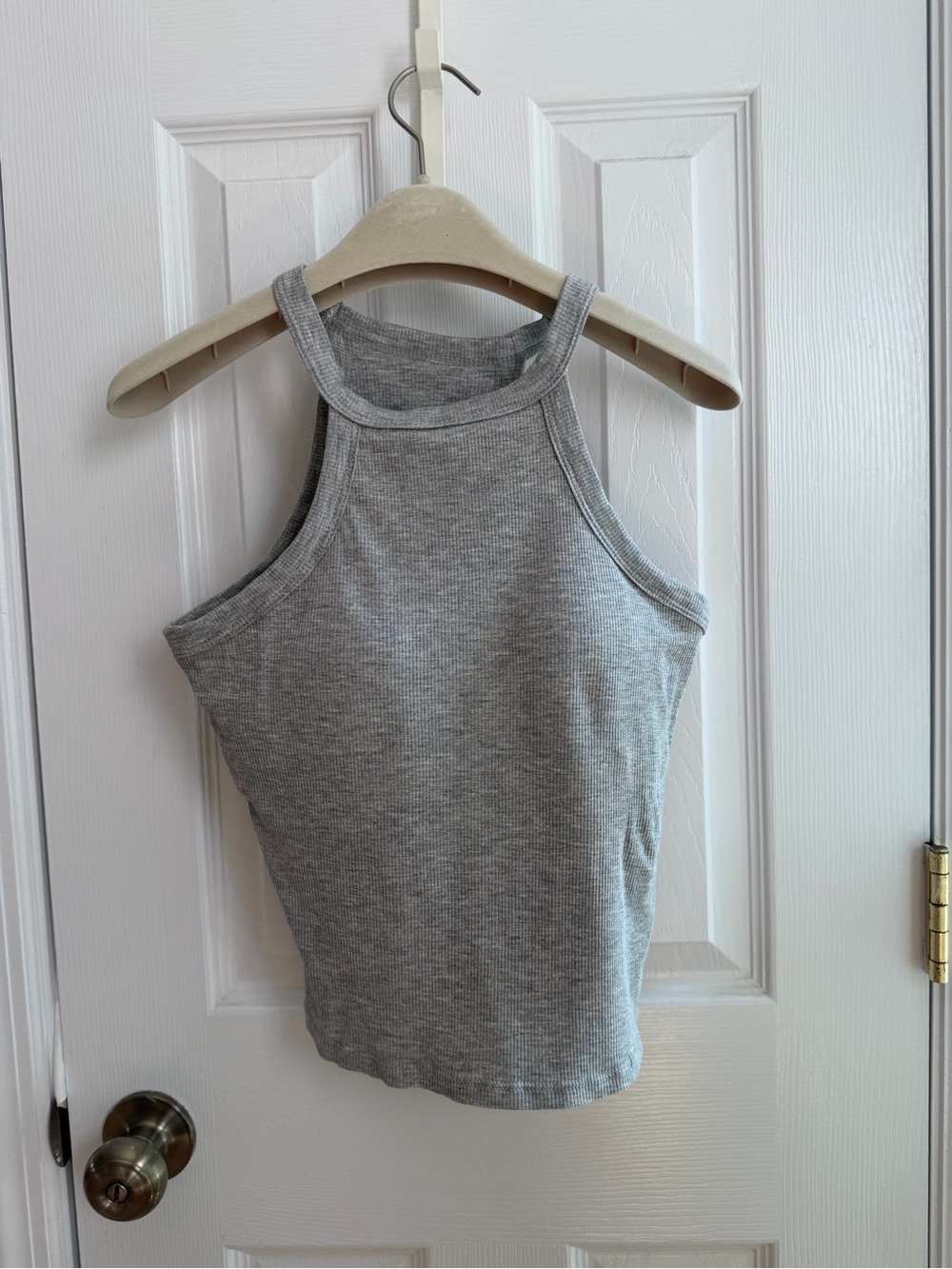 Grey Ribbed Tank Top Size Small With Built In Bra